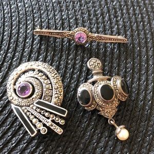 Marcasite 3- item pin set -excellent condition